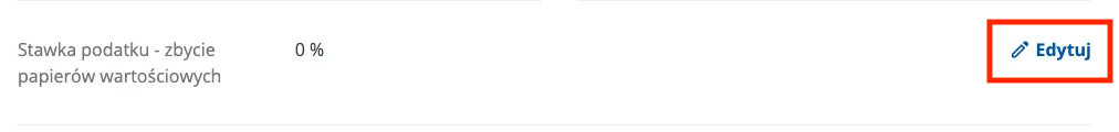 Podsumowanie Twój e-PIT-38 ze stawkami podatku i przyciskami Edytuj